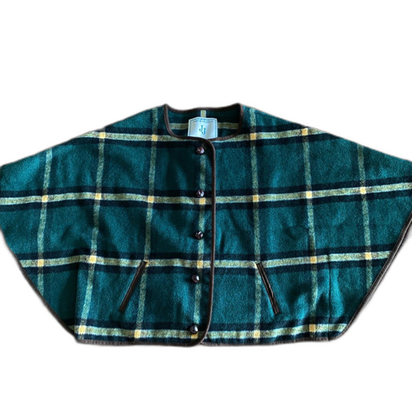 Janie & Jack Green Plaid Cape Girls' 5-6 - Picture 2 of 11